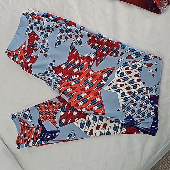 2 LulaRoe USA Leggings, Red, White & Blue, Adult One Size - Picture 3 of 9